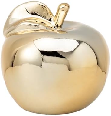 6 Inch Golden Ceramic Apple Decor Sculpture