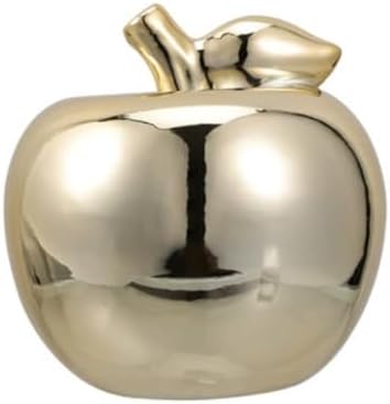 6 Inch Golden Ceramic Apple Decor Sculpture