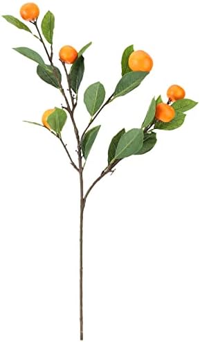 Lifelike Artificial Orange Branch with Green Leaves 65cm