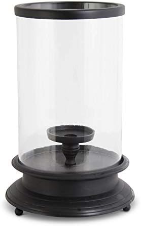 KK Interiors 16571A Set of 2 Glass Hurricanes with Black Metal Bases