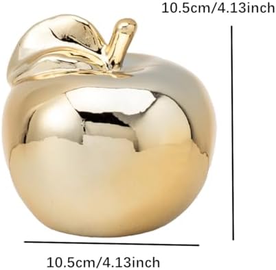 6 Inch Golden Ceramic Apple Decor Sculpture