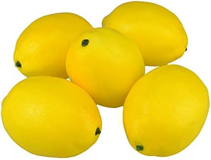 KABAKE Faux Yellow Lemons Artificial Fruit Decor 5 Pack