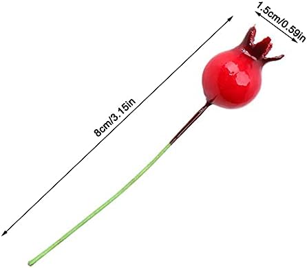 20 Pcs Artificial Fruit Mini Fake Pomegranate Decor on Wire