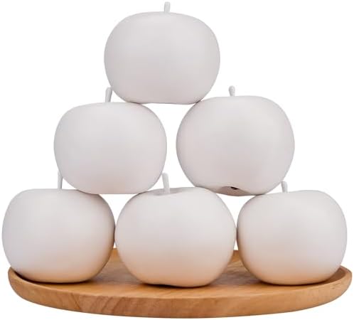6PCS Artificial White Apple Decor for Home Kitchen Party