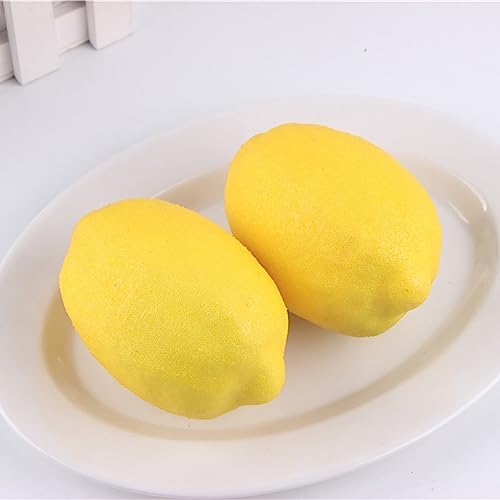 GSHLLO 4 Pcs Artificial Yellow Lemons Realistic Faux Lemon Vase Filler