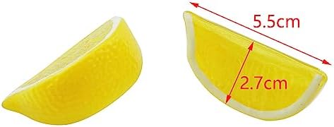 RLECS 10PCS Artificial Yellow Lemon Slices 3x15cm