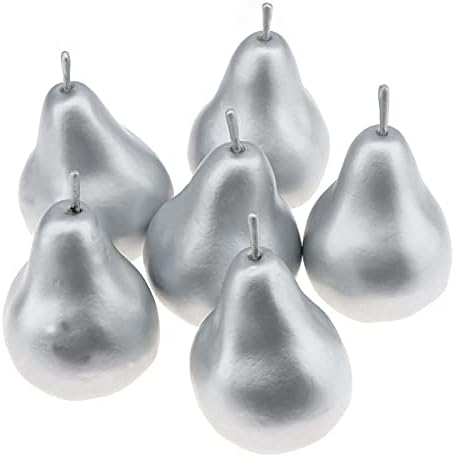 6 PCS Artificial Silver Lifelike Pear Decorations