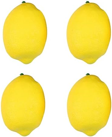 GSHLLO 4 Pcs Artificial Yellow Lemons Realistic Faux Lemon Vase Filler