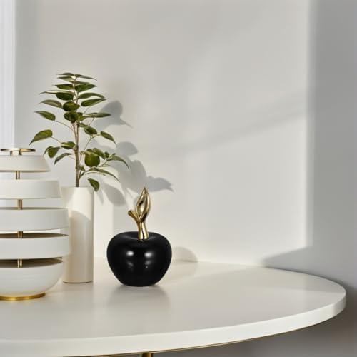 Cabilock Ceramic Apple Figurine Ornament Black