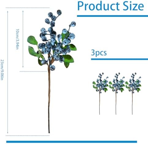 Artificial Blueberry Stems 3pcs for Decorations