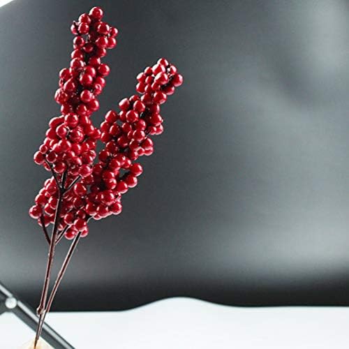 SUPVOX Red Fruit Artificial Berry Branches for Christmas Decorations