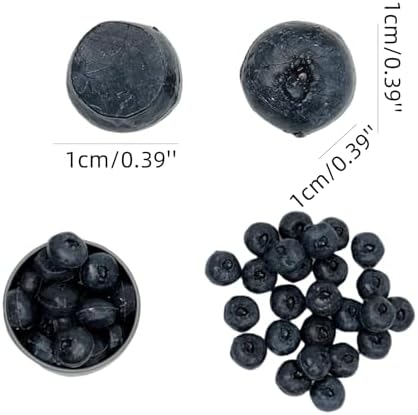 50PCS Artificial Blueberry Lifelike Decor for Kitchen Photography Props