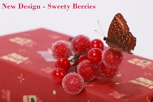 Frosted Red Berry Stems 20 Pack Artificial Christmas Decor