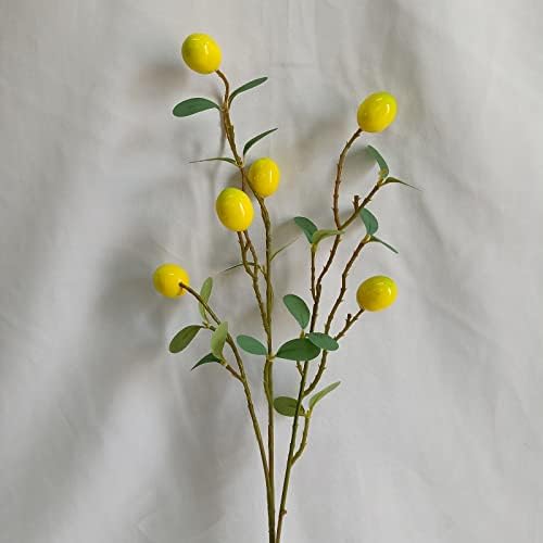 6Pack Artificial Lemon Branches Vivid Yellow Home Decor