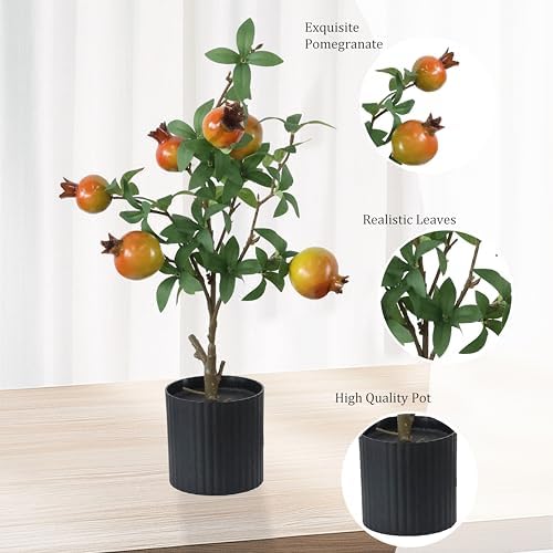 Realistic Artificial Pomegranate Tree with Fruits 19 Inch