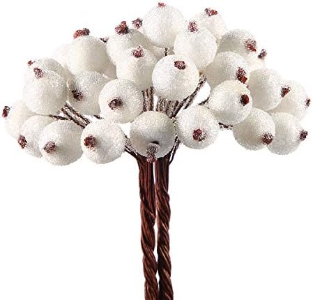 Tatuo 400 Piece Artificial Frosted Holly Berries Fall Decor