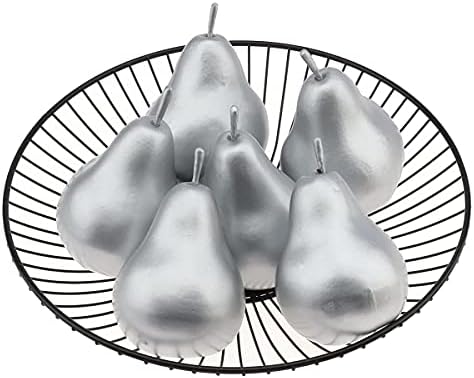 6 PCS Artificial Silver Lifelike Pear Decorations