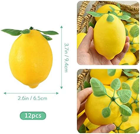 12 Piece Artificial Lemons with Leaves Home Decor