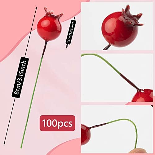 RAYNAG 100 Pieces Mini Artificial Pomegranate Decor Red