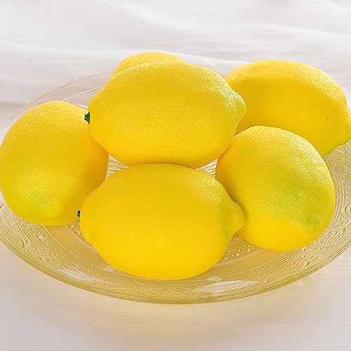 GSHLLO 4 Pcs Artificial Yellow Lemons Realistic Faux Lemon Vase Filler
