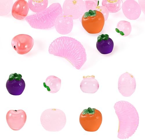 16Pcs Glow in The Dark Mini Pink Fruit Decorations