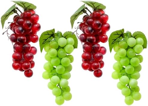 4 Bunches Realistic Artificial Grapes for Decor