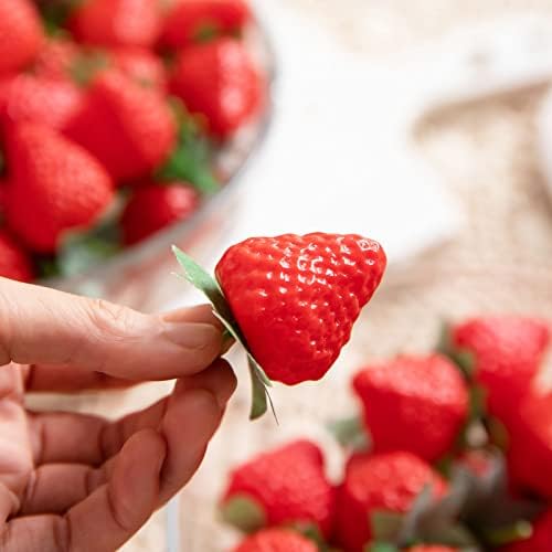 60 Pieces Realistic Fake Strawberries Decor