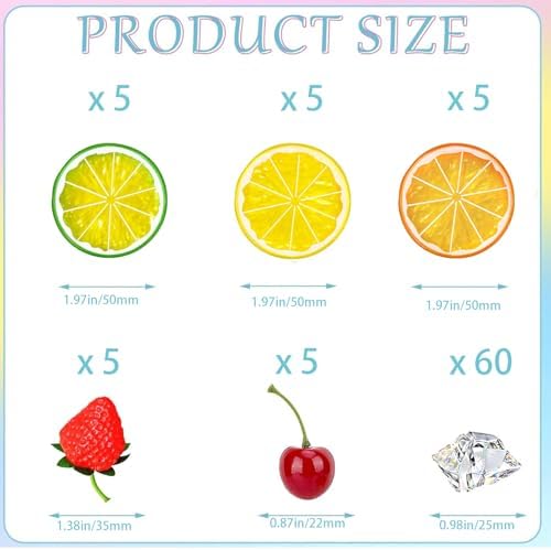 80 Pcs Artificial Fruit Ice Cubes Set for Decor