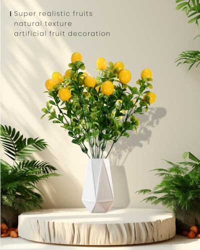2 Pieces Artificial Lemon Branches for Vase Decor