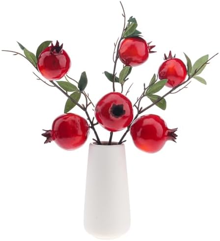 Quancru 3pcs Realistic Artificial Pomegranate Branches Decoration