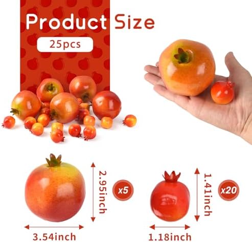 Artificial Pomegranates 25 Pcs 2 Sizes Lifelike Decor