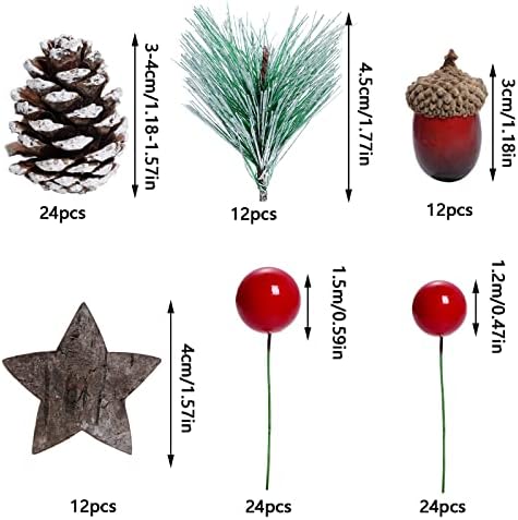 108 Pcs Artificial Pine Cone Set for Christmas Decor