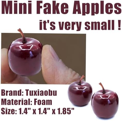 Tuxiaobu Lifelike Fake Apples 30 Pcs Red Artificial Fruit Decorations