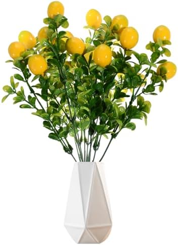 2 Pieces Artificial Lemon Branches for Vase Decor