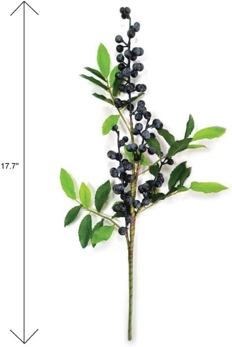 Artificial Berry Stems 6 Pcs 17 Inch Fake Burgundy Berries with Leaves