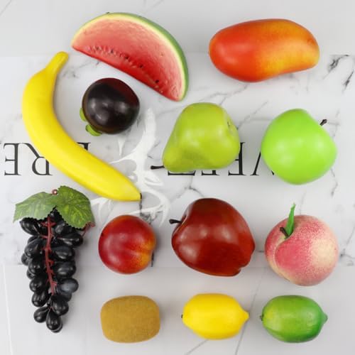 Ginojex Artificial Fruit 13 Pcs Realistic Foam Fake Fruits Set