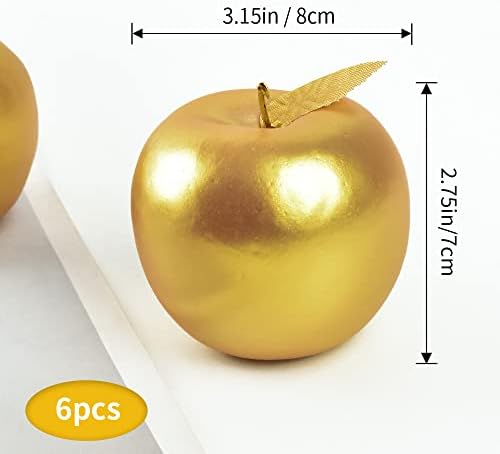 Lifelike Gold Artificial Apples for Home Decor 6PCS