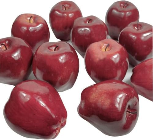 12Pcs Dark Red Artificial Apples for Home Kitchen Decoration