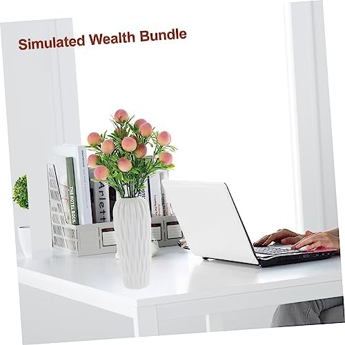 Artificial Peach Branches Vase Decor Set