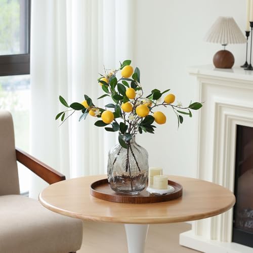 Mizii 5pcs 24 Inch Artificial Lemon Branches with 15 Realistic Fruits