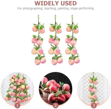 Operitacx 3pc Artificial Peach Clusters for Home Decor
