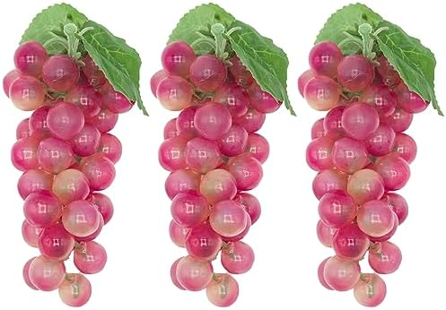 Featuman 3 Bunches Artificial Grapes 7 Inch Decorative Fruit