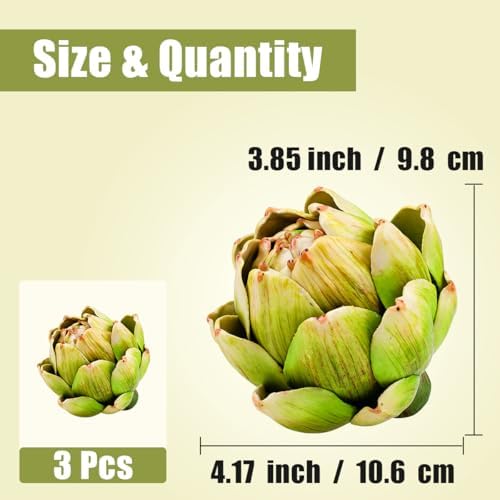 3pcs Large Faux Artichokes Home Decor Green Vase Fillers