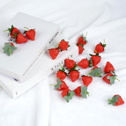 Notakia 80Pcs Fake Strawberries Artificial Fruit Decor