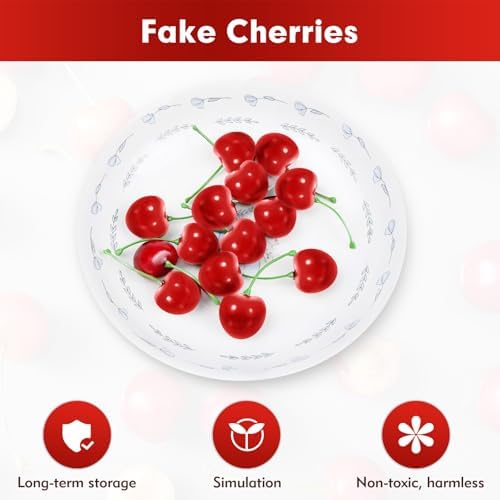 Realistic Fake Cherries 26Pcs Artificial Fruit Decor