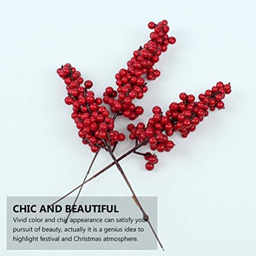 SUPVOX Red Fruit Artificial Berry Branches for Christmas Decorations