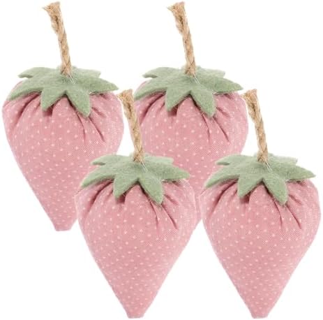 Luxshiny Faux Fabric Strawberries 4Pcs Decor for Farmhouse