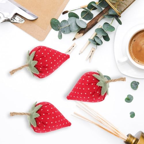 LUOZZY 8 Pcs Faux Fabric Strawberries Decor Set