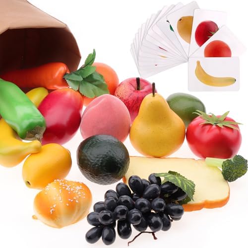 Gresorth 32pcs Play Food with Matching Cards Toy Set