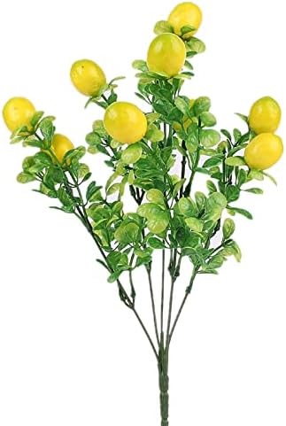 4 Pack Artificial Lemon Branches with Green Leaves